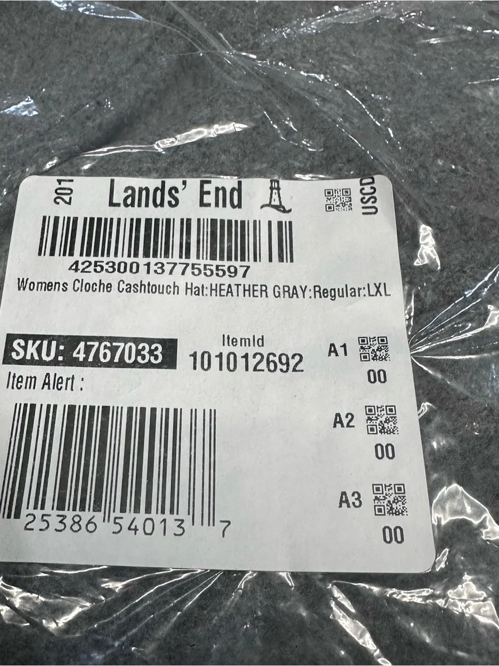 Lands’‎ End Women’s Cashtouch Cloche Bucket Hat Heather Gray L/XL Fleece Lined